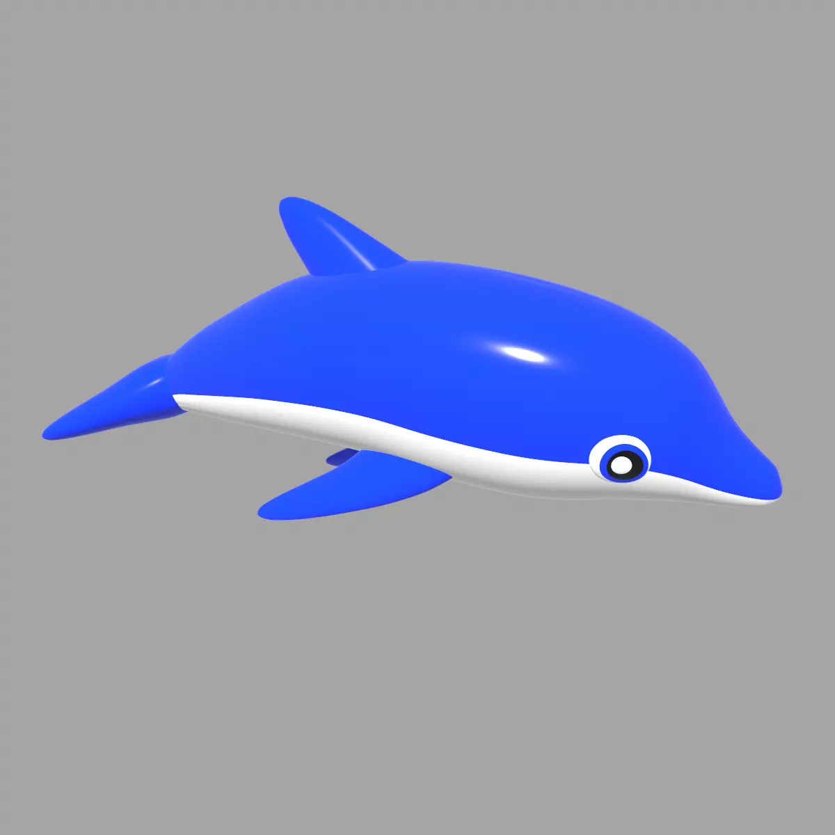 Inflatable dolphin blue 3D model_0