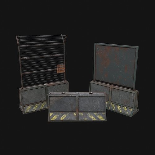 Concrete Barrier RoadBlock Barricade 3D Model Collection