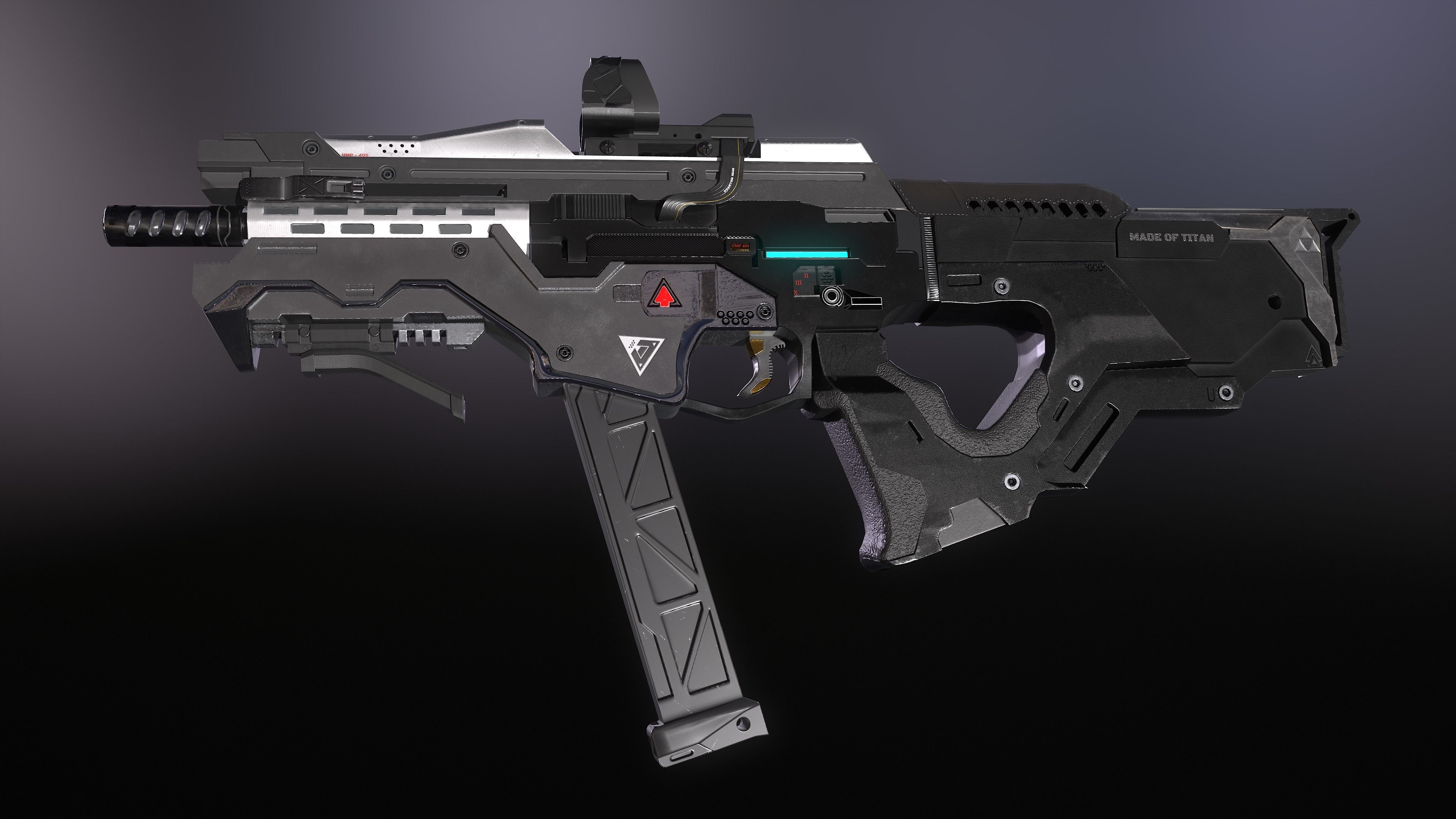 SCI -FI SMG UMP Low-poly 3D model_5