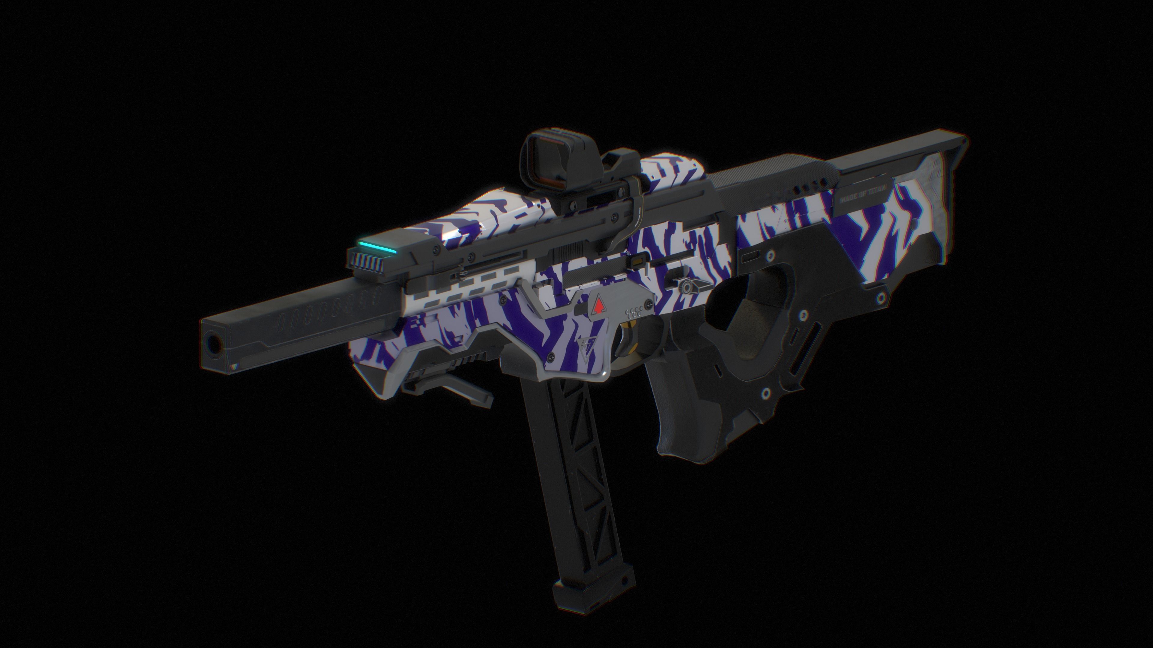 SCI -FI SMG UMP Low-poly 3D model_4