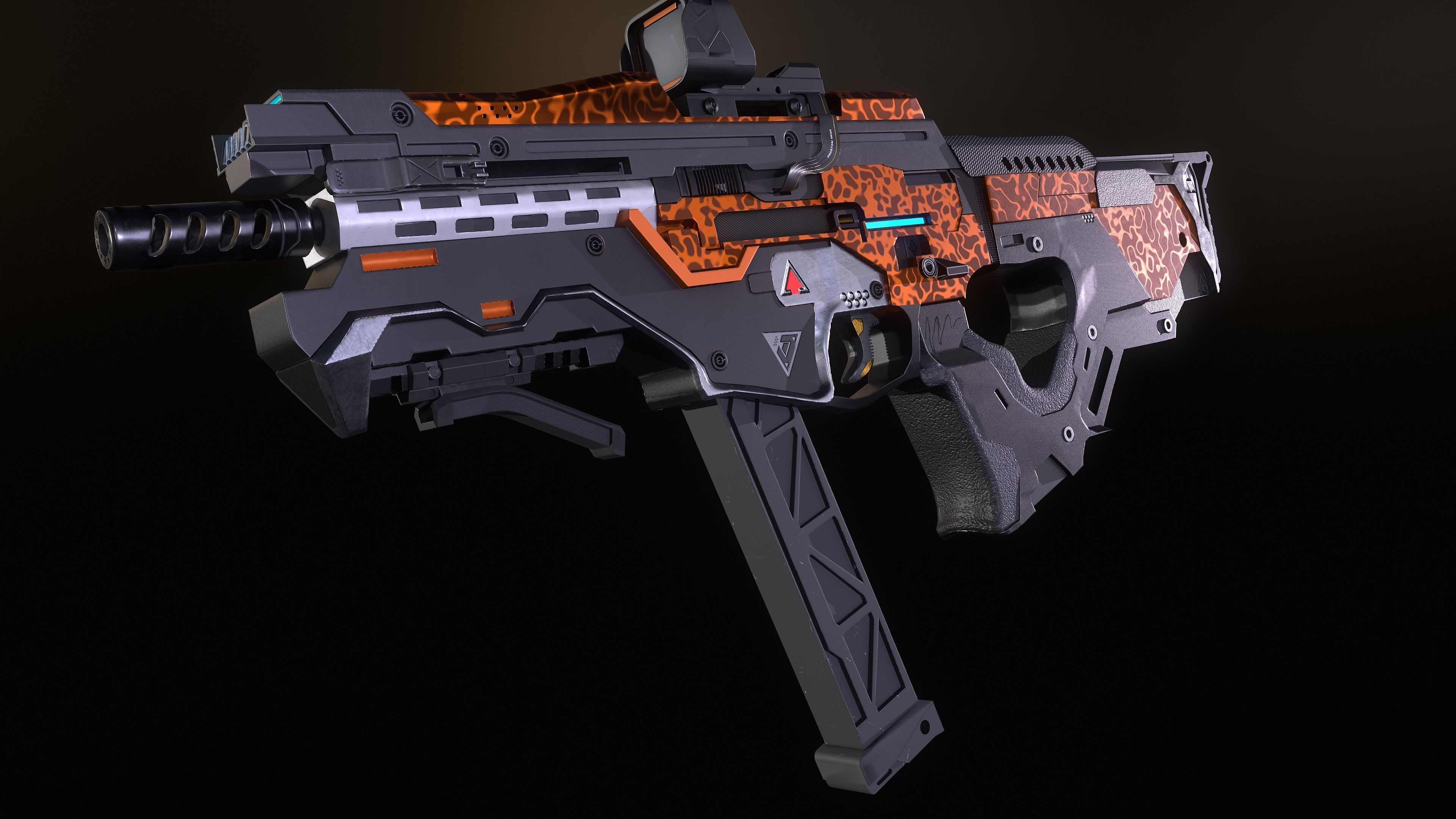 SCI -FI SMG UMP Low-poly 3D model_6