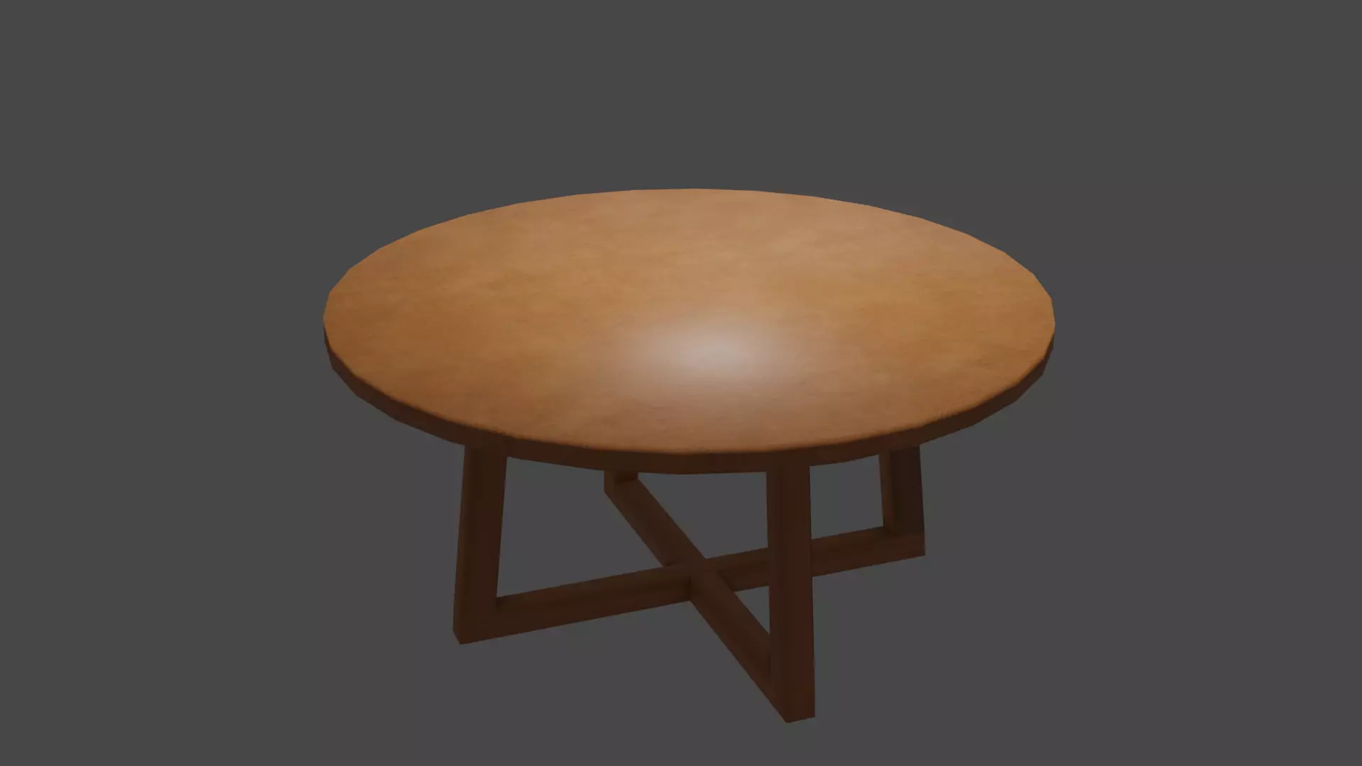 Round wooden table Low-poly 3D model_0