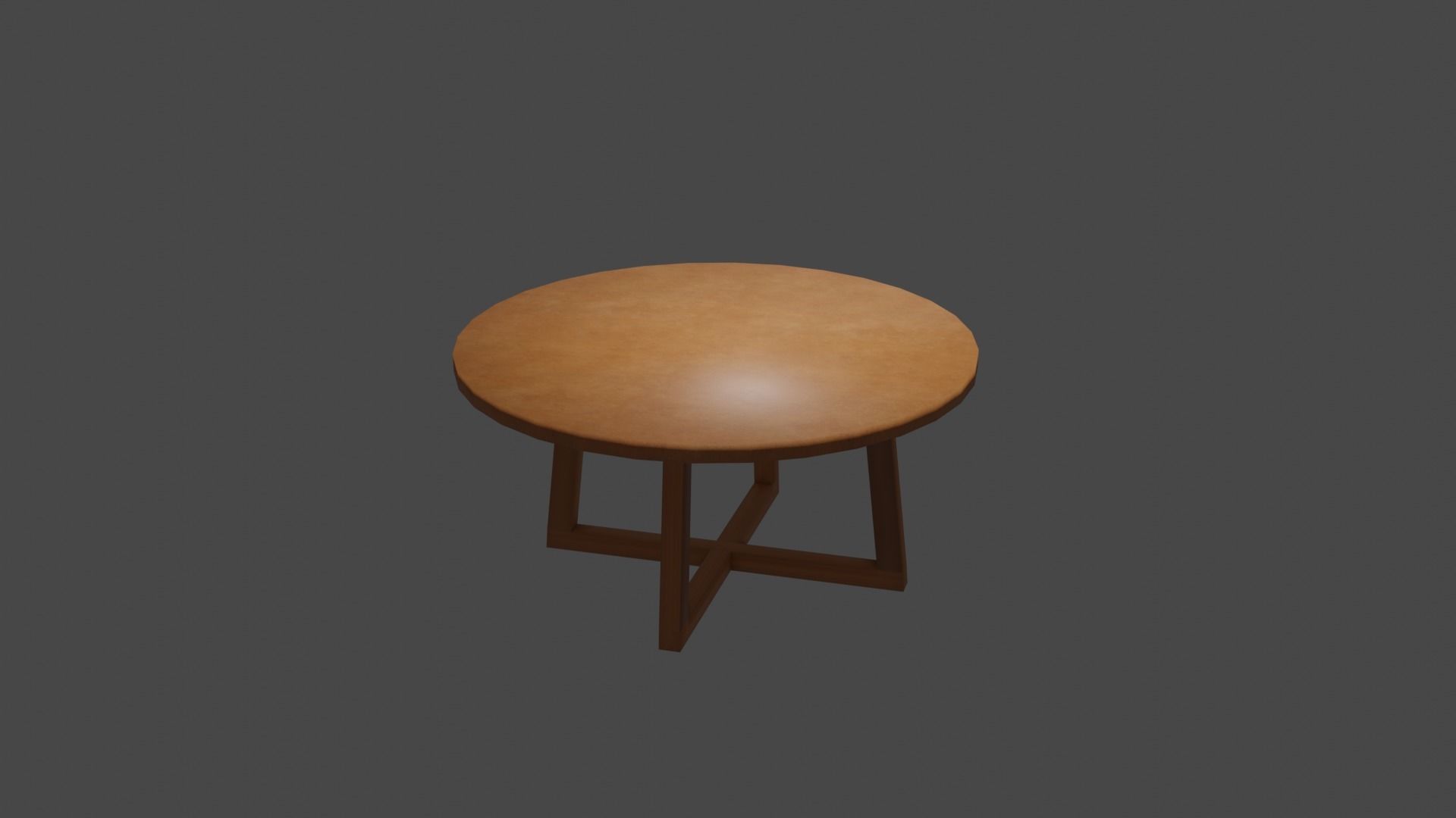 Round wooden table Low-poly 3D model_1