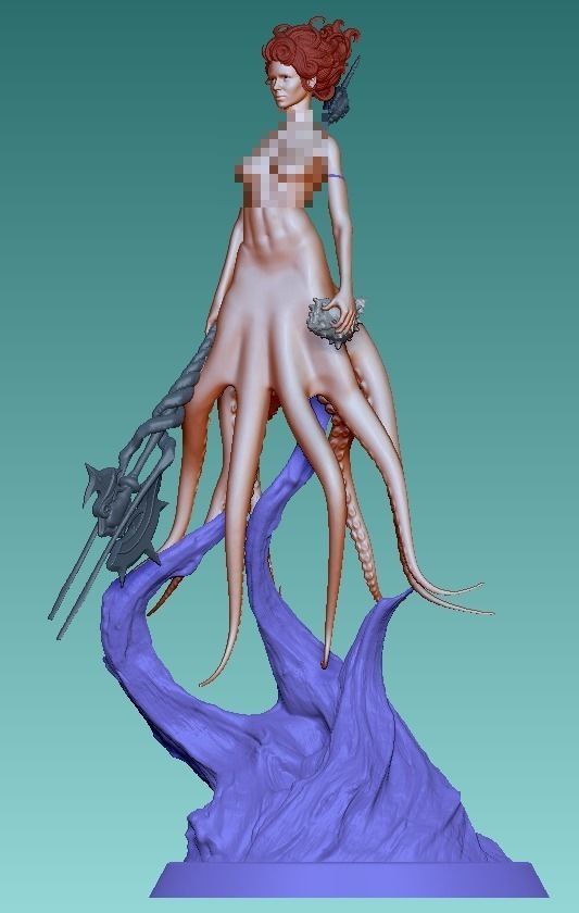 Octopus woman 3D print model_4