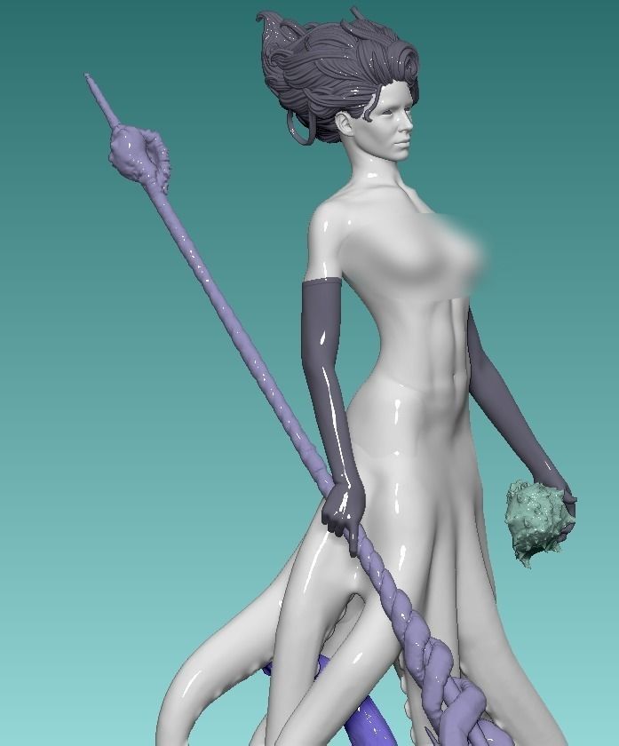 Octopus woman 3D print model_5