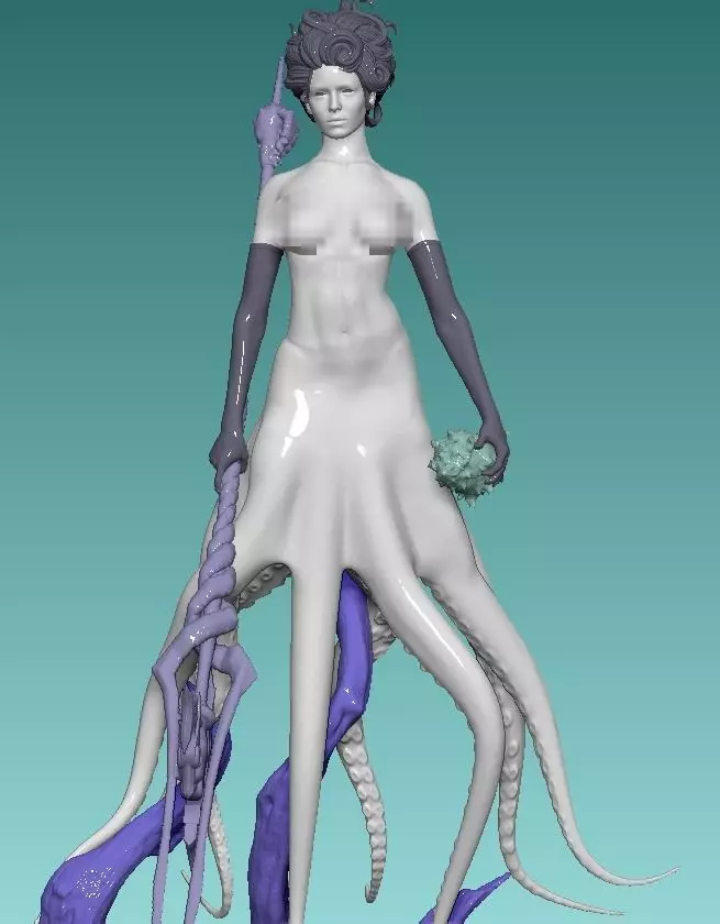 Octopus woman 3D print model_0