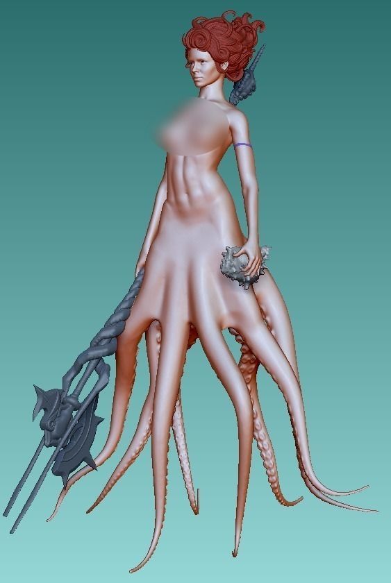 Octopus woman 3D print model_3