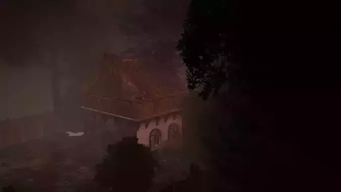 3d modelling of a medieval house in a jungle