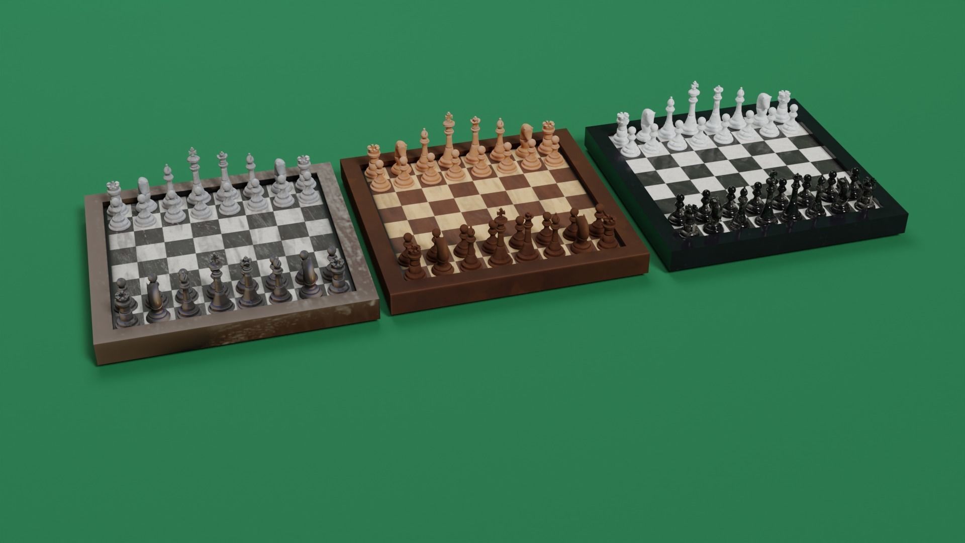 Chess board Low-poly 3D model_7