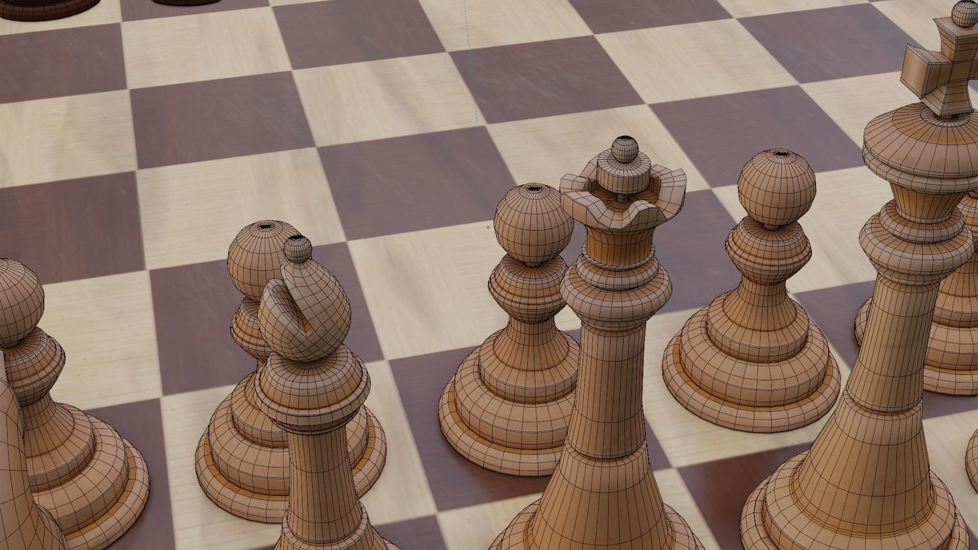 Chess board Low-poly 3D model_15