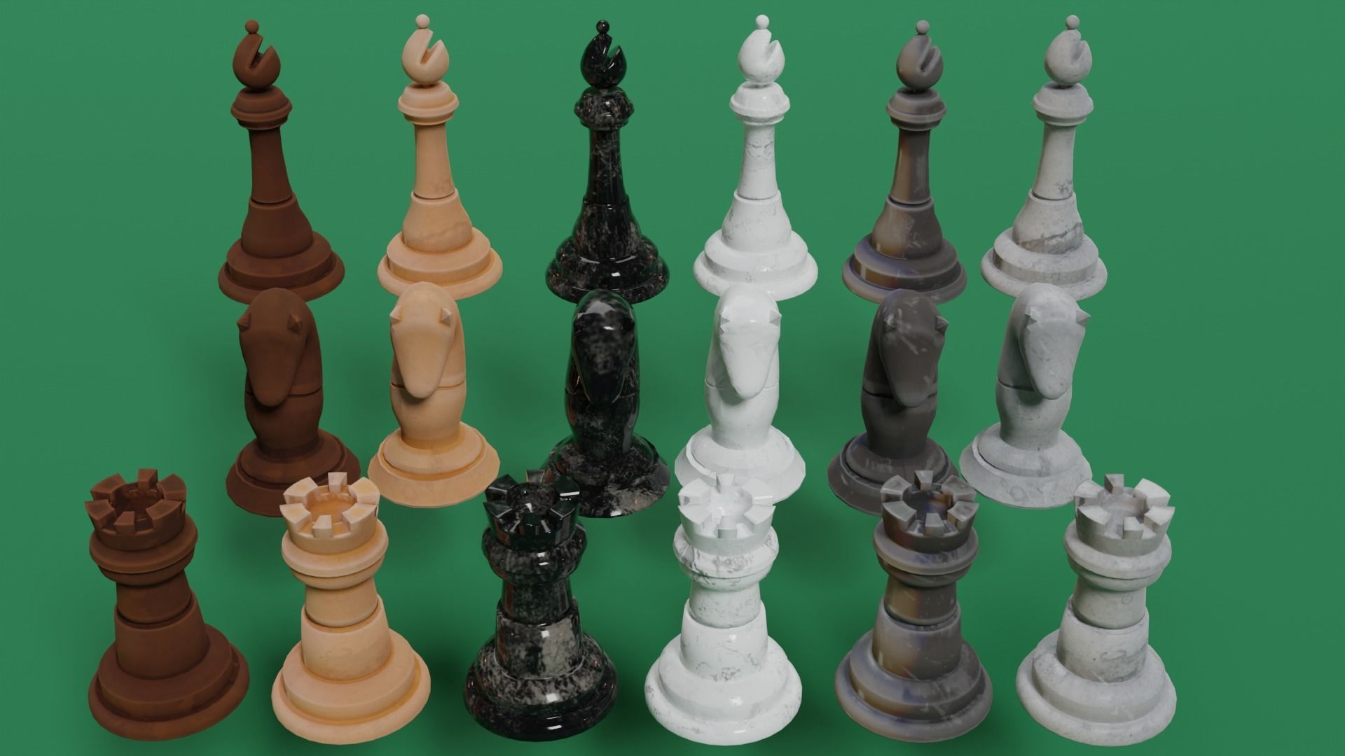 Chess board Low-poly 3D model_4