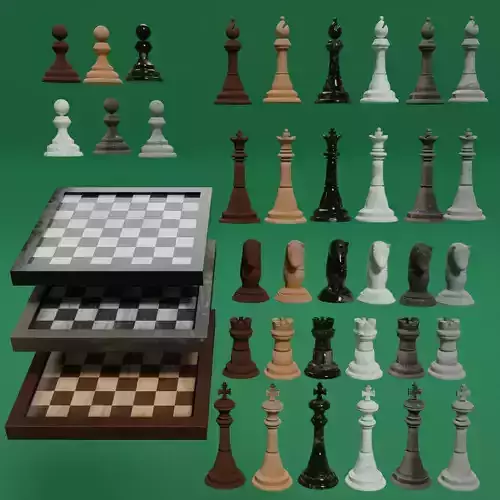 Chess board Low-poly 3D model