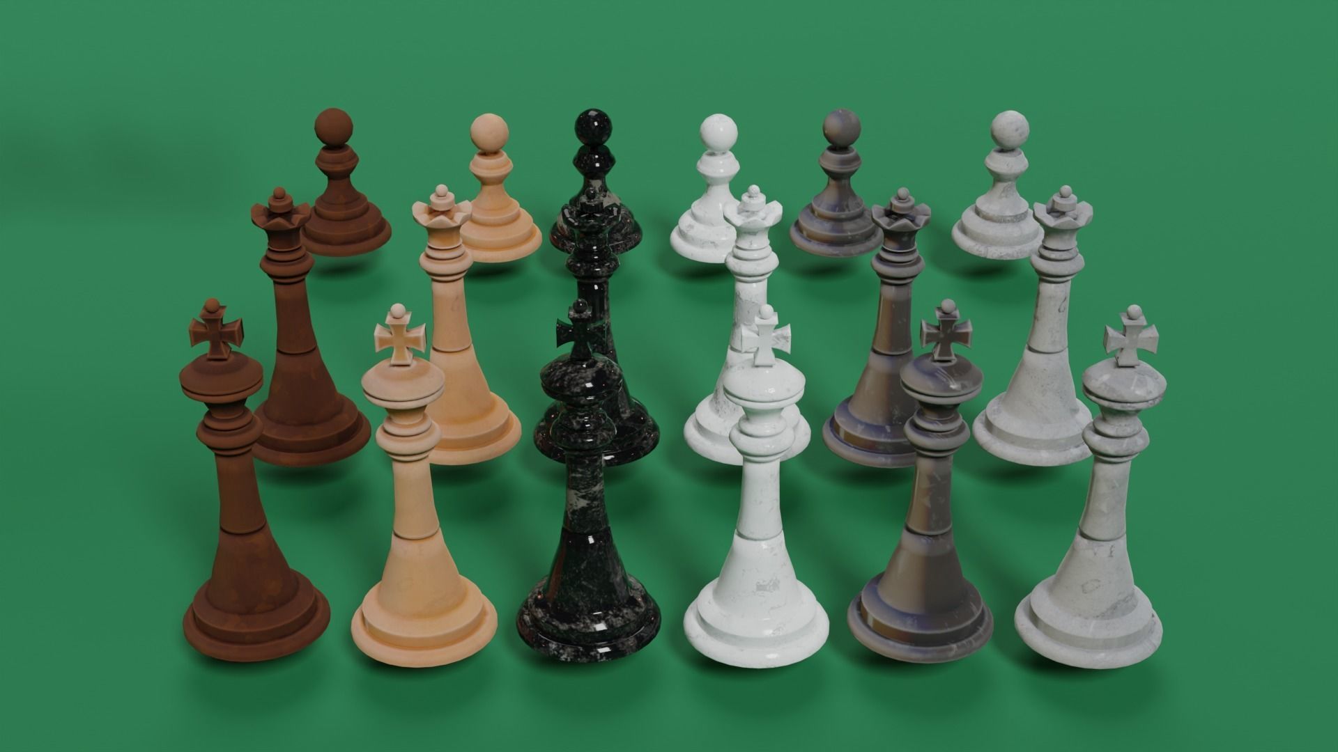 Chess board Low-poly 3D model_3