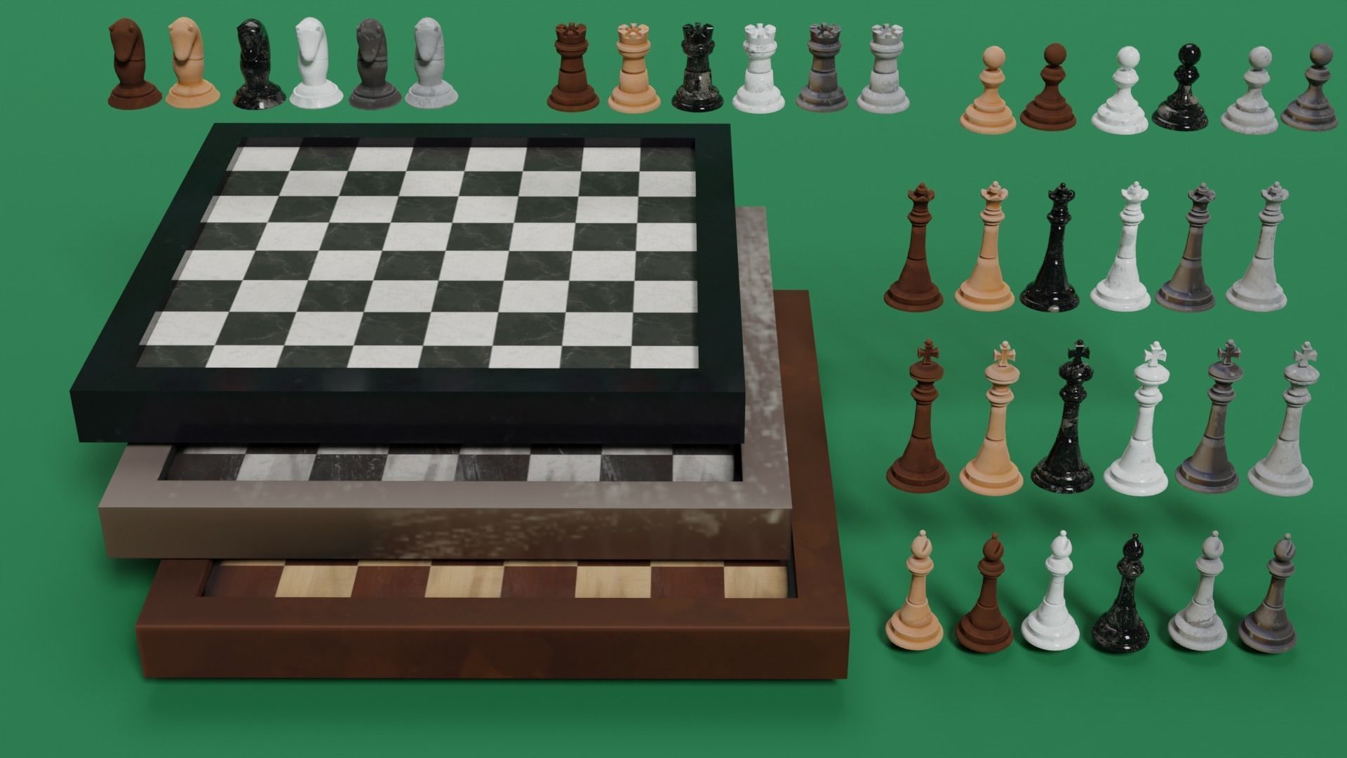 Chess board Low-poly 3D model_8