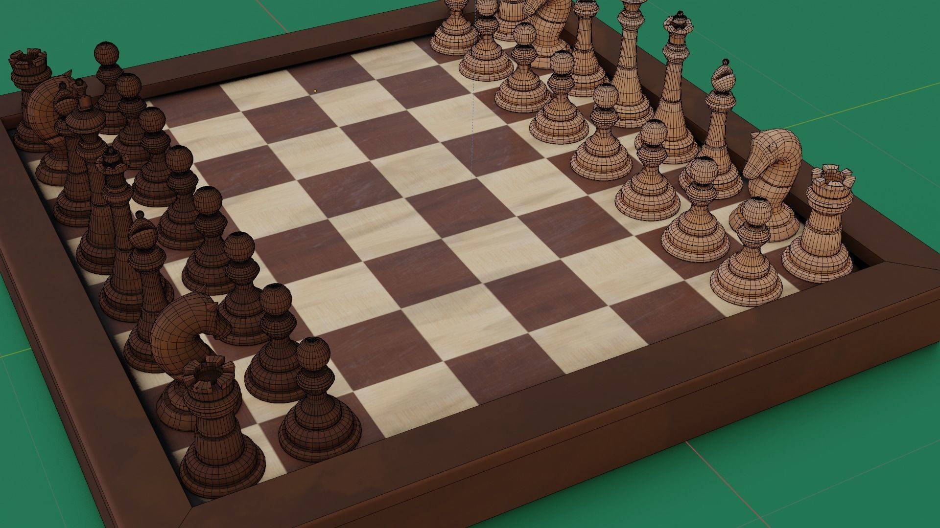 Chess board Low-poly 3D model_9