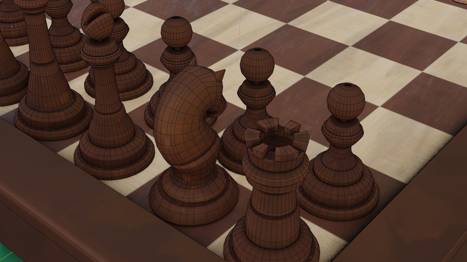 Chess board Low-poly 3D model_16