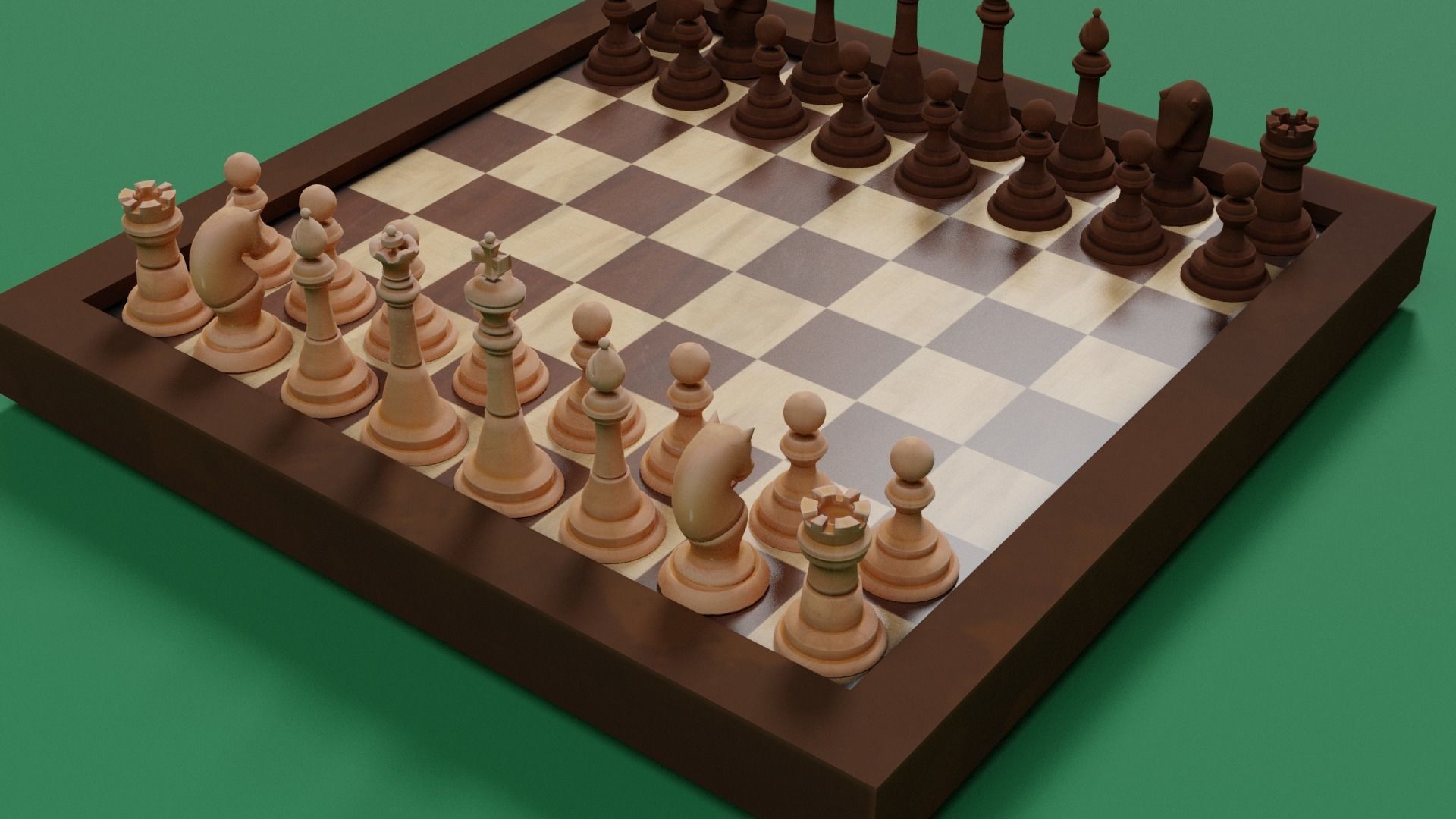 Chess board Low-poly 3D model_2