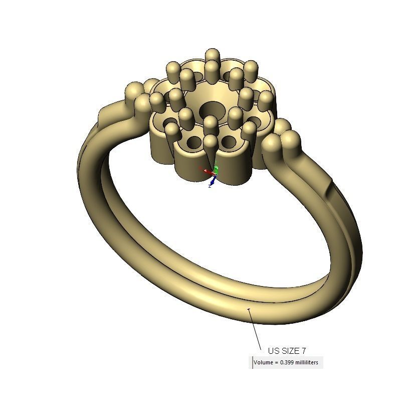 Bubble diamond cluster bead and rope ring US sizes 6 7 8 3D print model_11