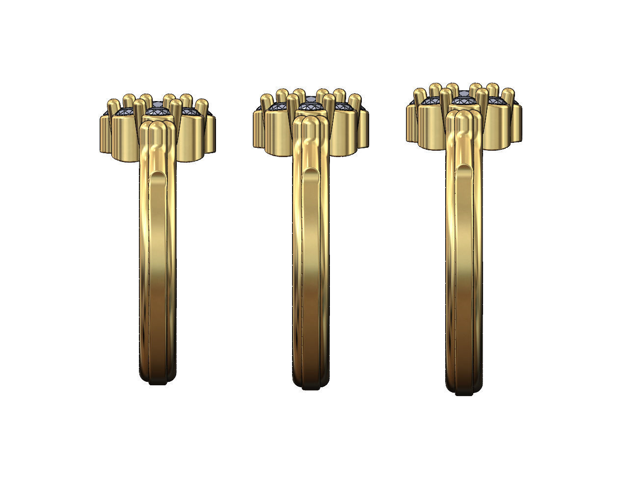 Bubble diamond cluster bead and rope ring US sizes 6 7 8 3D print model_1