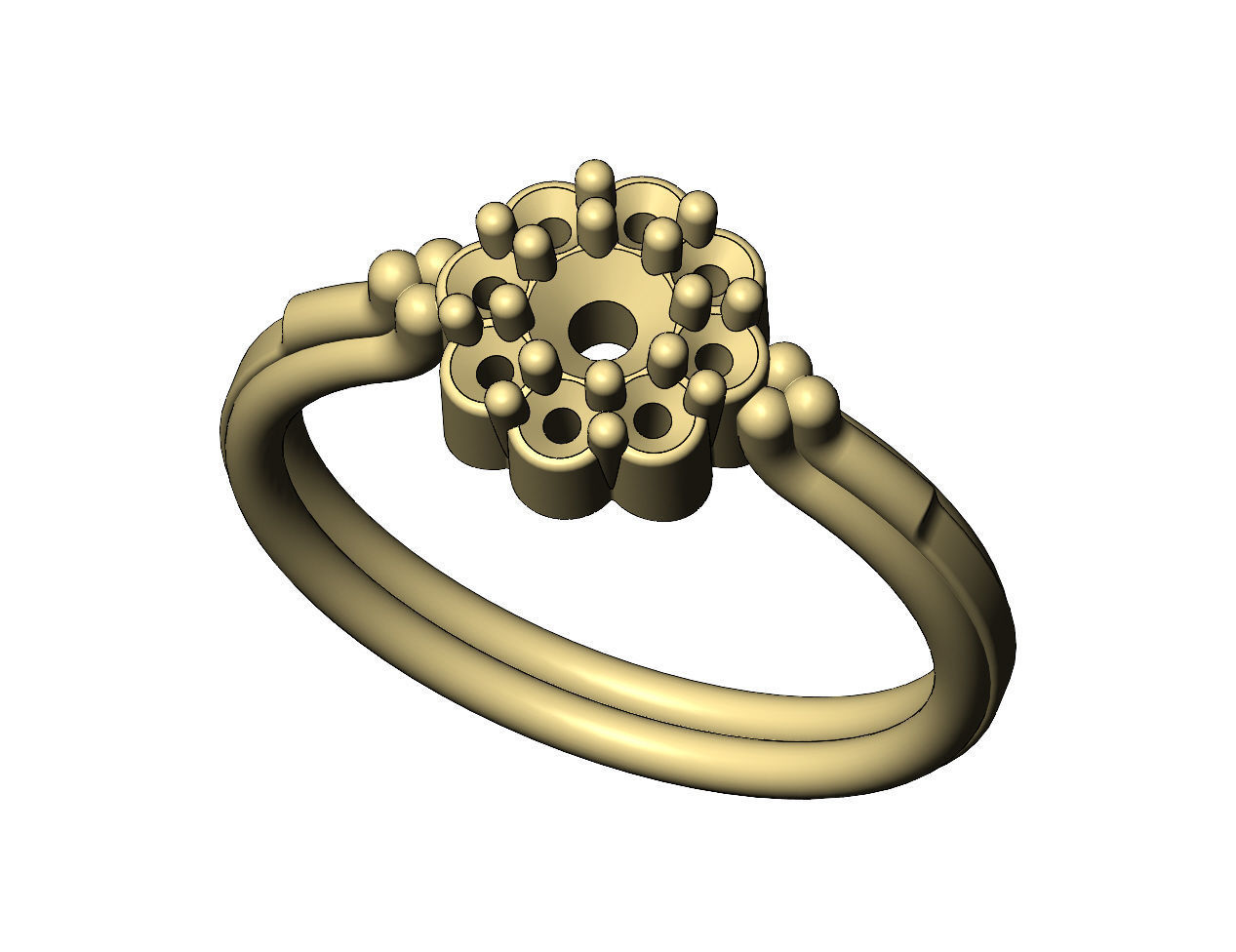 Bubble diamond cluster bead and rope ring US sizes 6 7 8 3D print model_6