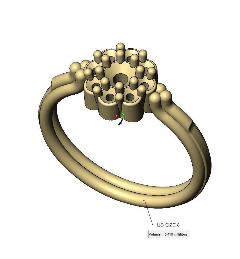 Bubble diamond cluster bead and rope ring US sizes 6 7 8 3D print model_12