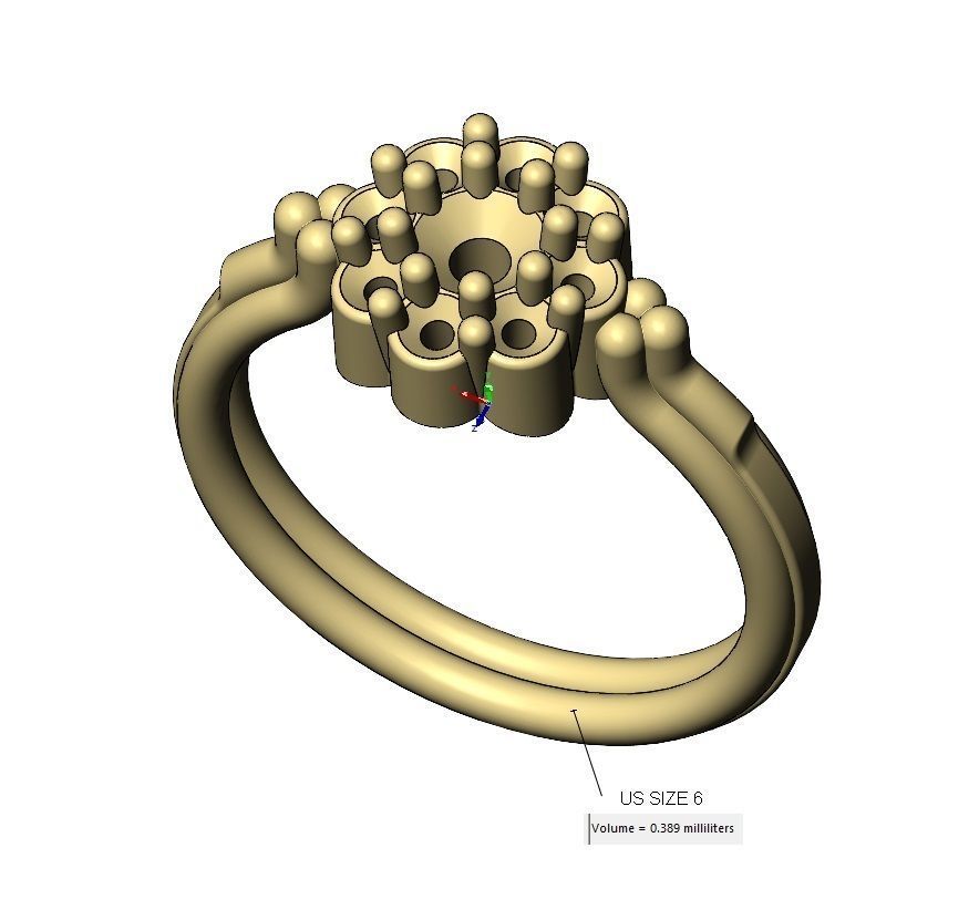 Bubble diamond cluster bead and rope ring US sizes 6 7 8 3D print model_10