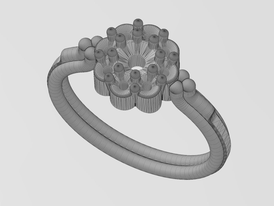 Bubble diamond cluster bead and rope ring US sizes 6 7 8 3D print model_15
