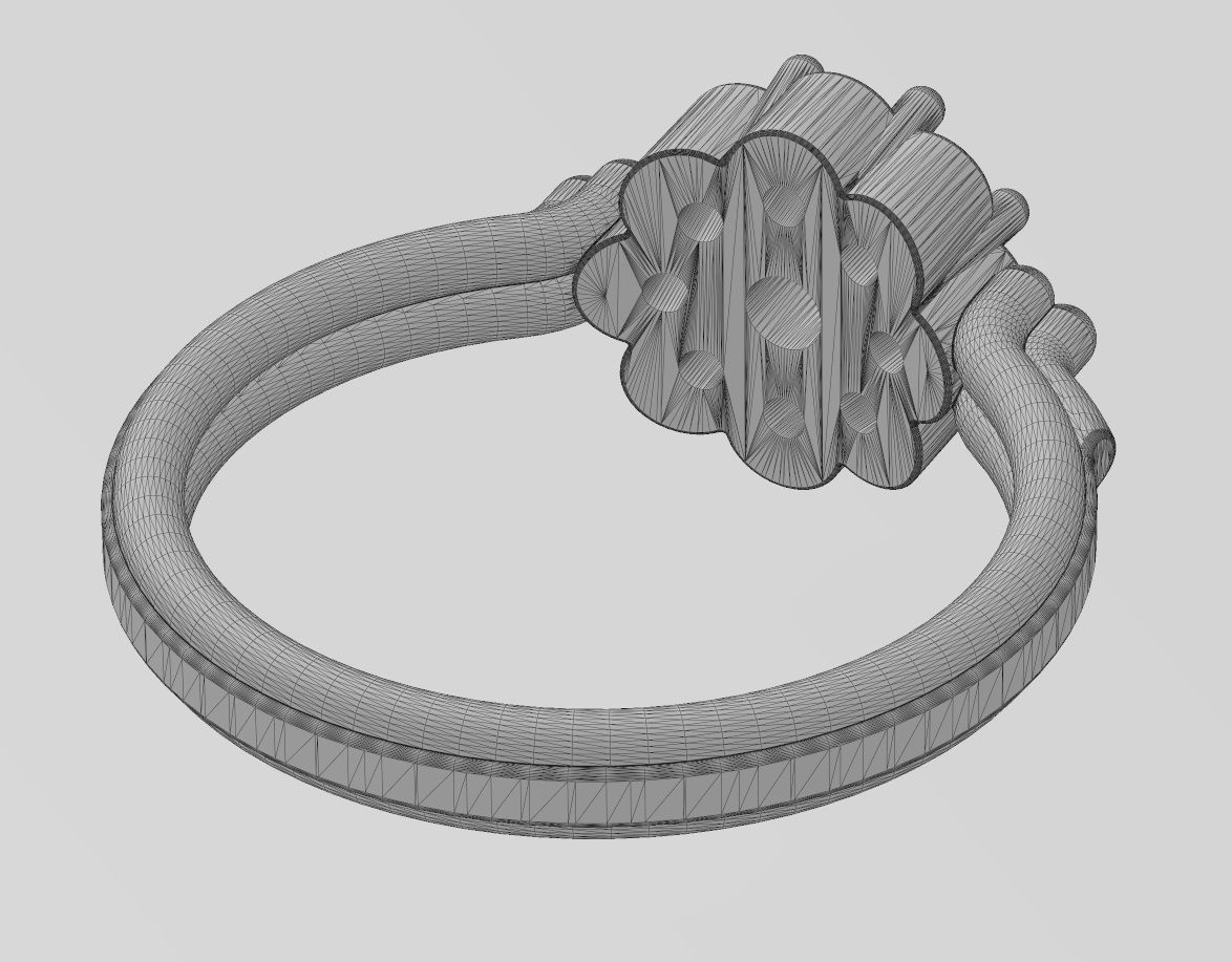 Bubble diamond cluster bead and rope ring US sizes 6 7 8 3D print model_14