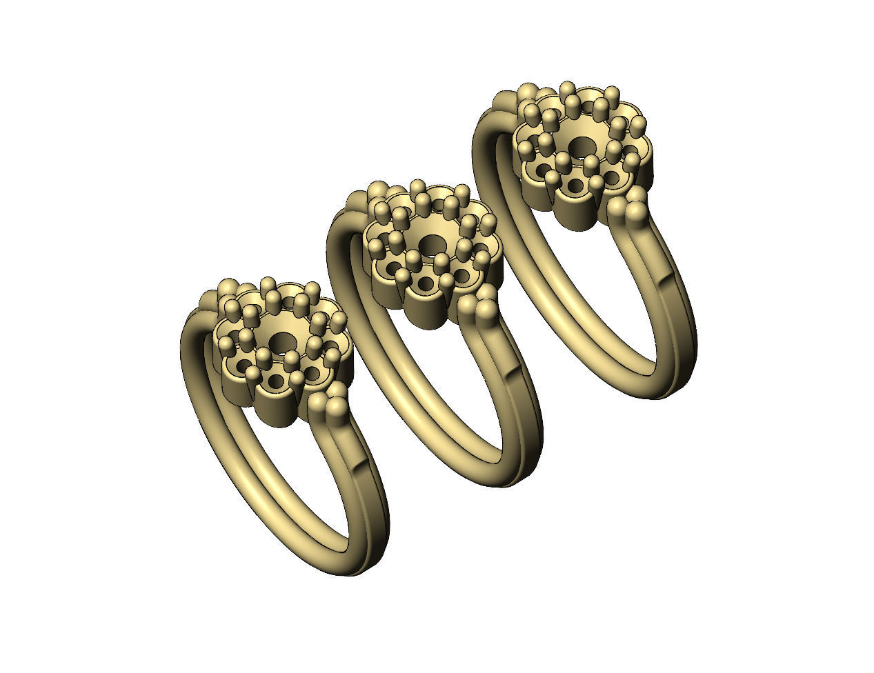 Bubble diamond cluster bead and rope ring US sizes 6 7 8 3D print model_5