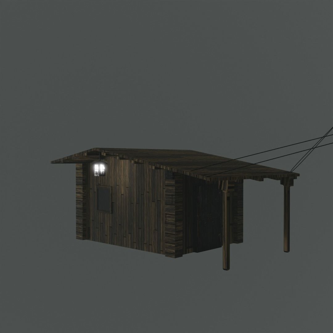 Lighthouse and hut Free 3D model_1