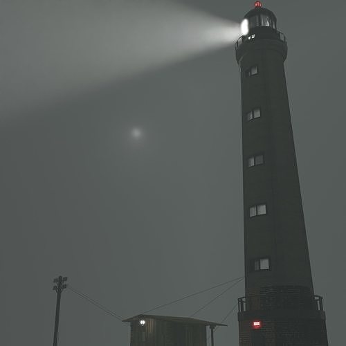 Lighthouse and hut Free 3D model