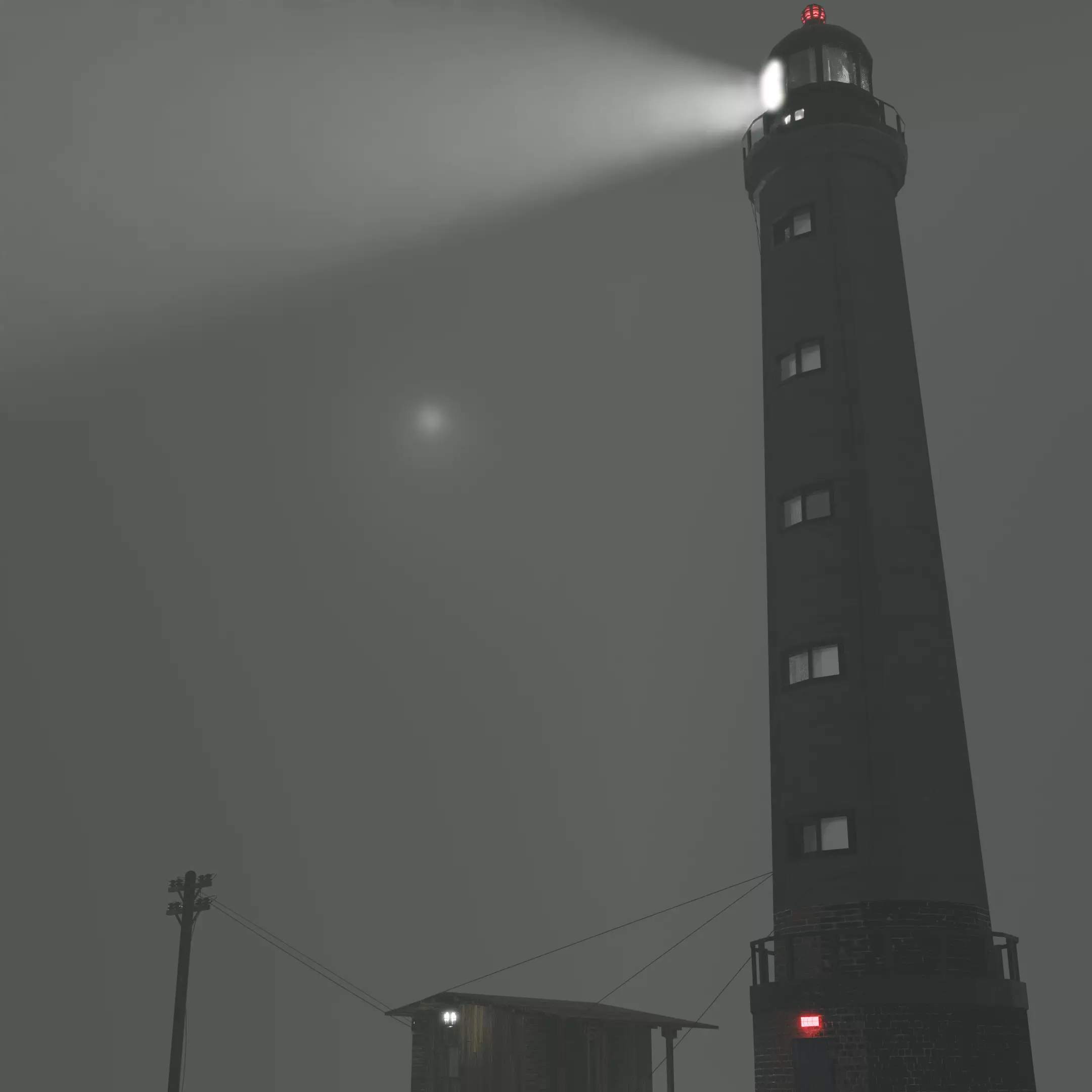Lighthouse and hut Free 3D model_0