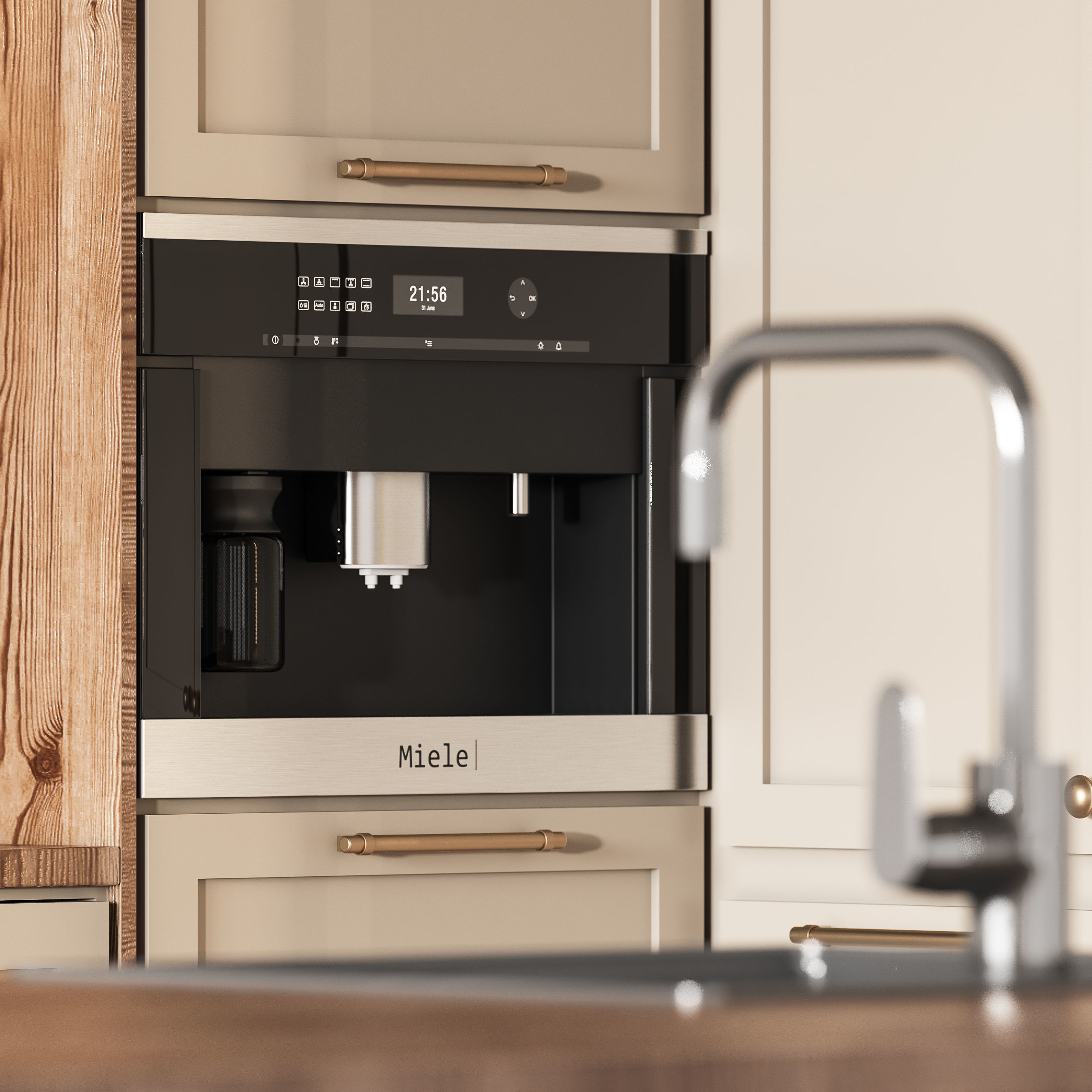 Kitchen012 modern kitchen with wooden floors 3D model_3