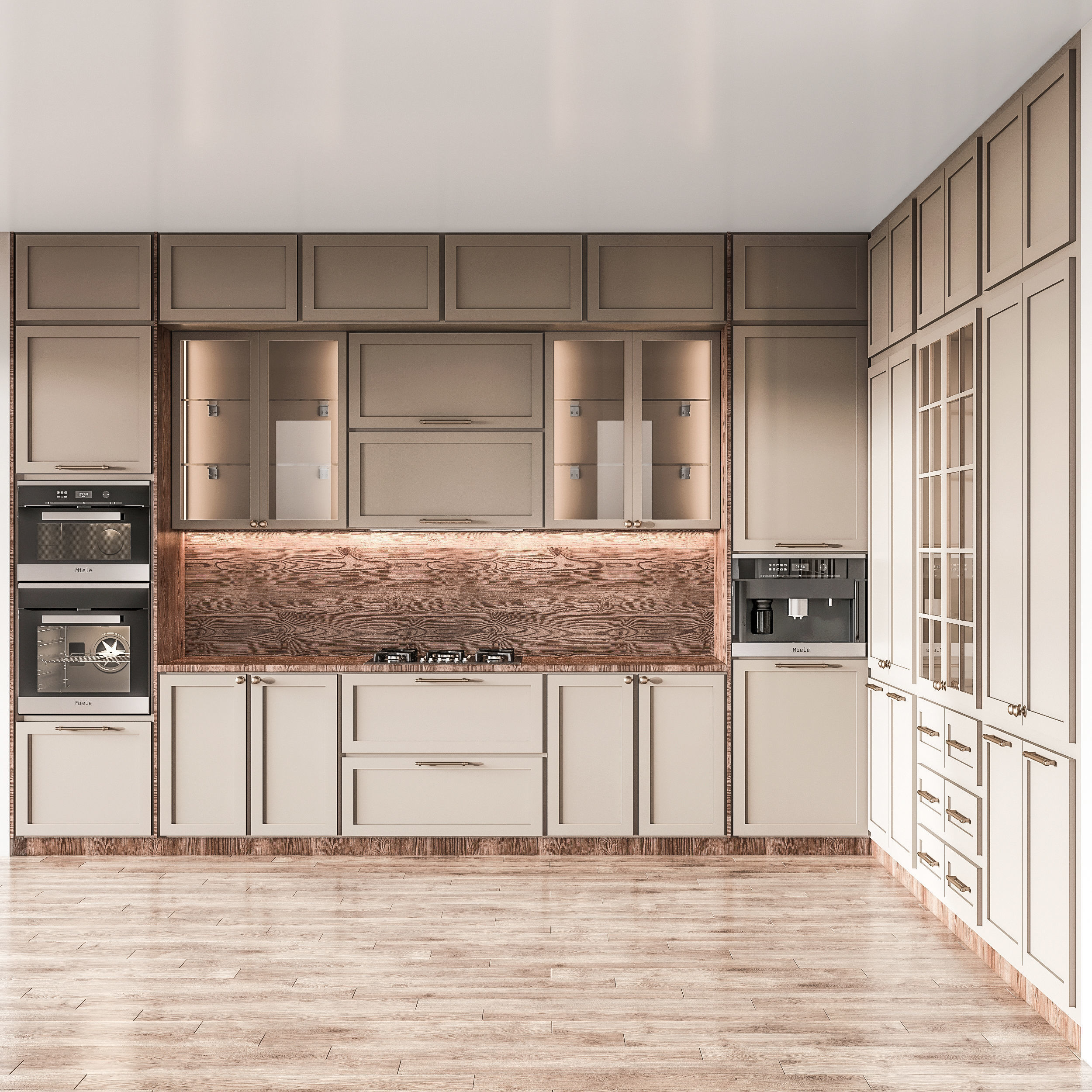 Kitchen012 modern kitchen with wooden floors 3D model_1