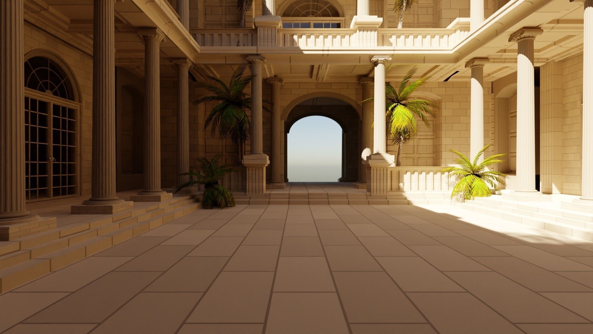 medieval roman temple  Low-poly 3D model_1