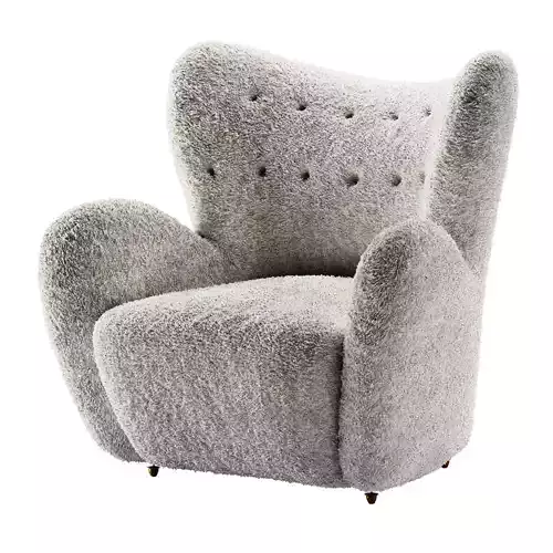 Set of Moonlight Sheepskin the Tired Man Lounge Chair by Lassen