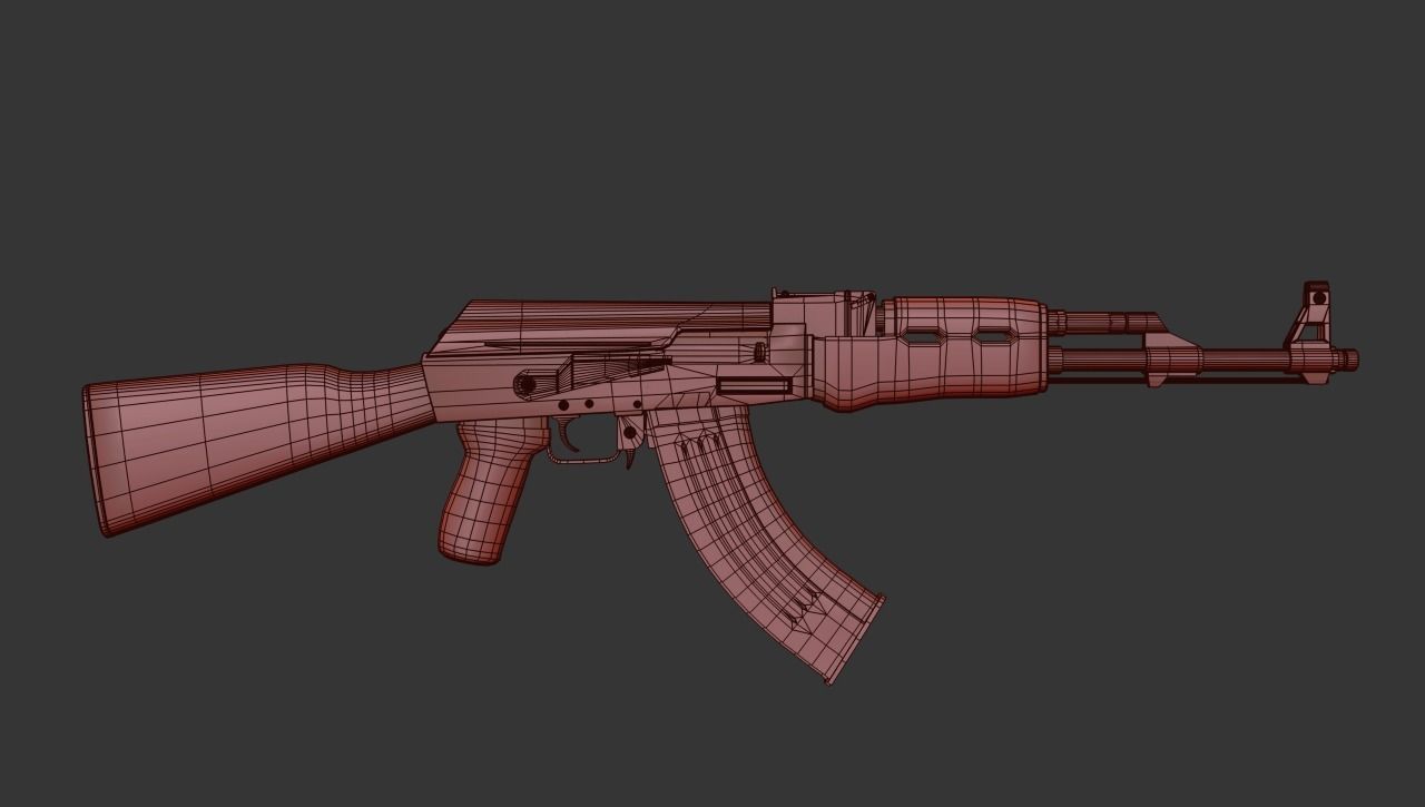 Ak-47 rifle Low-poly 3D model_8