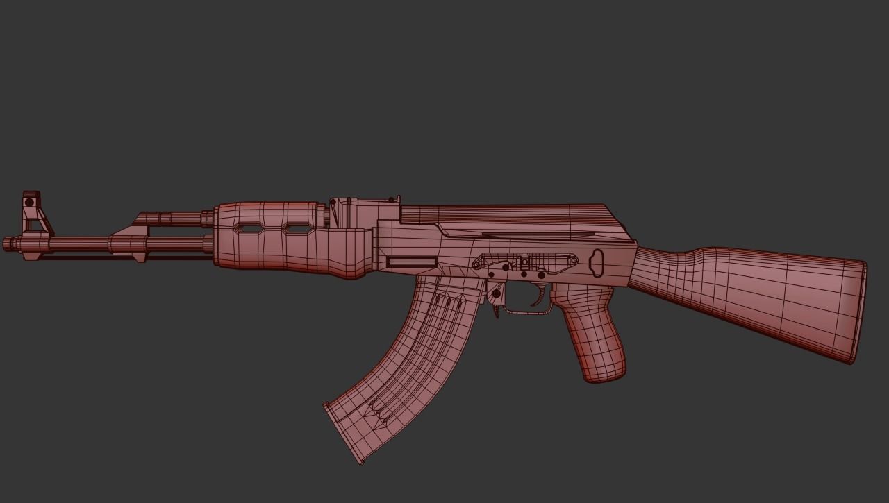 Ak-47 rifle Low-poly 3D model_9