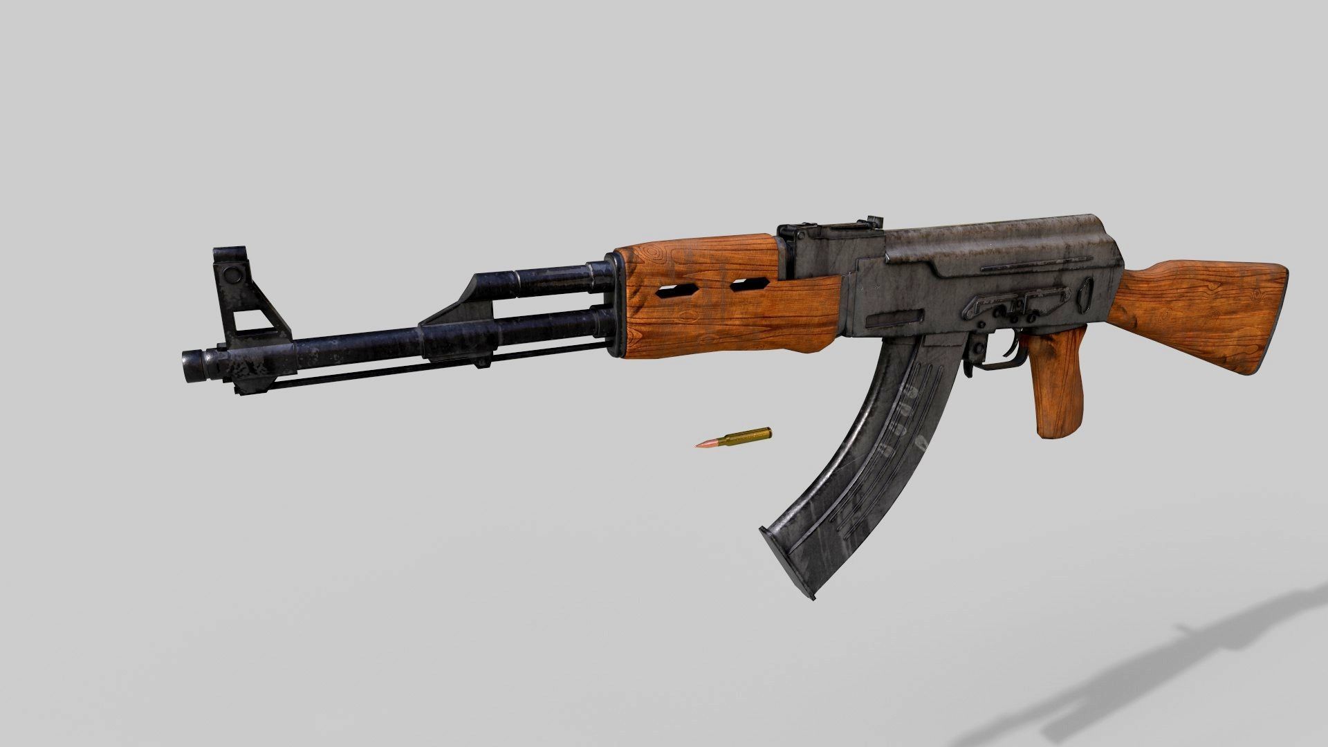 Ak-47 rifle Low-poly 3D model_11