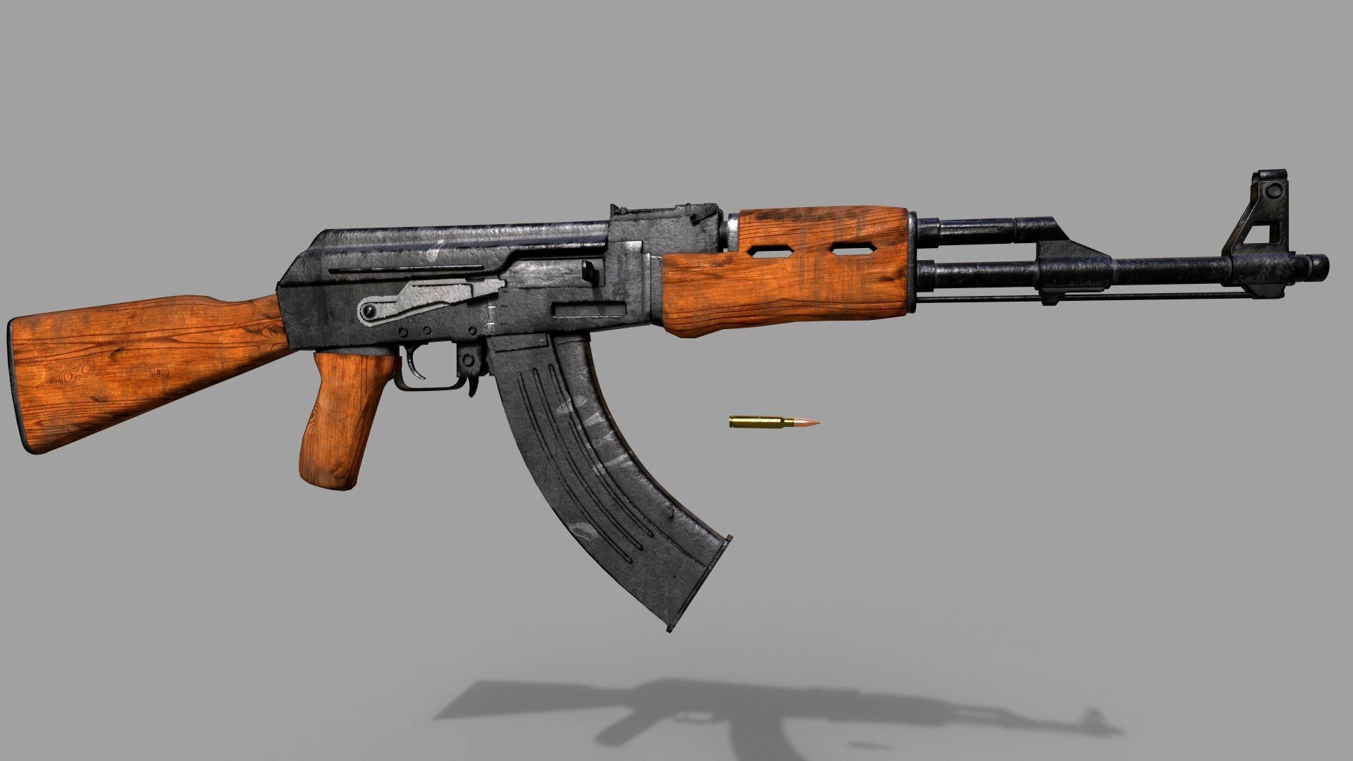 Ak-47 rifle Low-poly 3D model_10