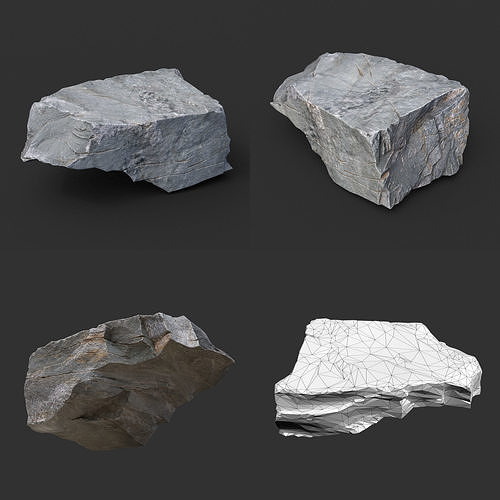 Gray Casual Rock Photogrammetry 220706 - Ultra HD 16K Textures Low-poly 3D model 5