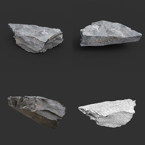 Gray Casual Rock Photogrammetry 220706 - Ultra HD 16K Textures Low-poly 3D model 7