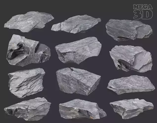 Gray Casual Rock Photogrammetry 220706 - Ultra HD 16K Textures Low-poly 3D model