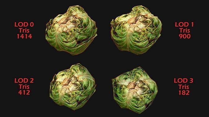Cabbage Box Crate Stand Farm Village Food Low-poly 3D model 7