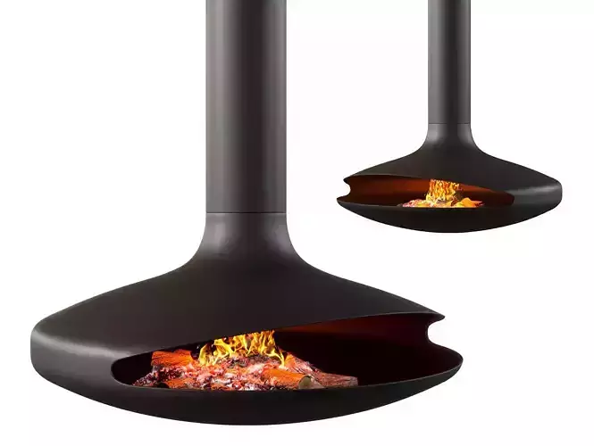 Suspended Rotating Fireplace Gyrofocus black