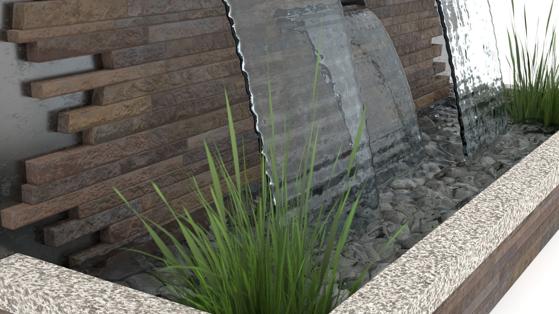 Fountain - Stone Wall 3D model_3