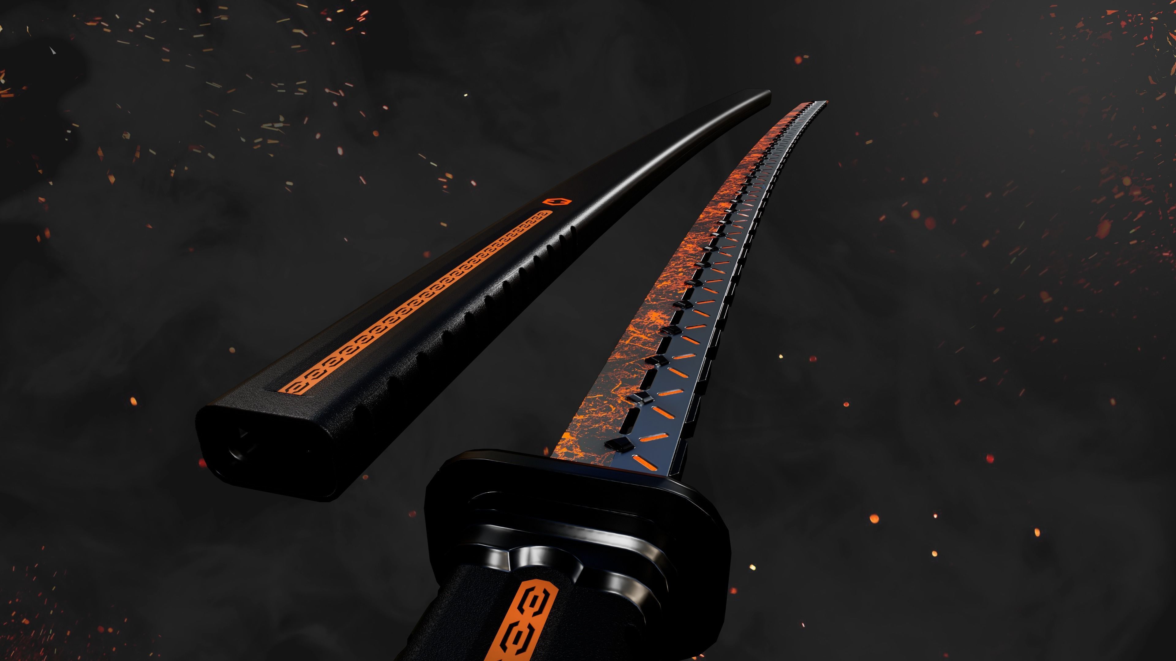 Future Sci-Fi Katana Sword Game-Ready  Low-poly 3D model_4