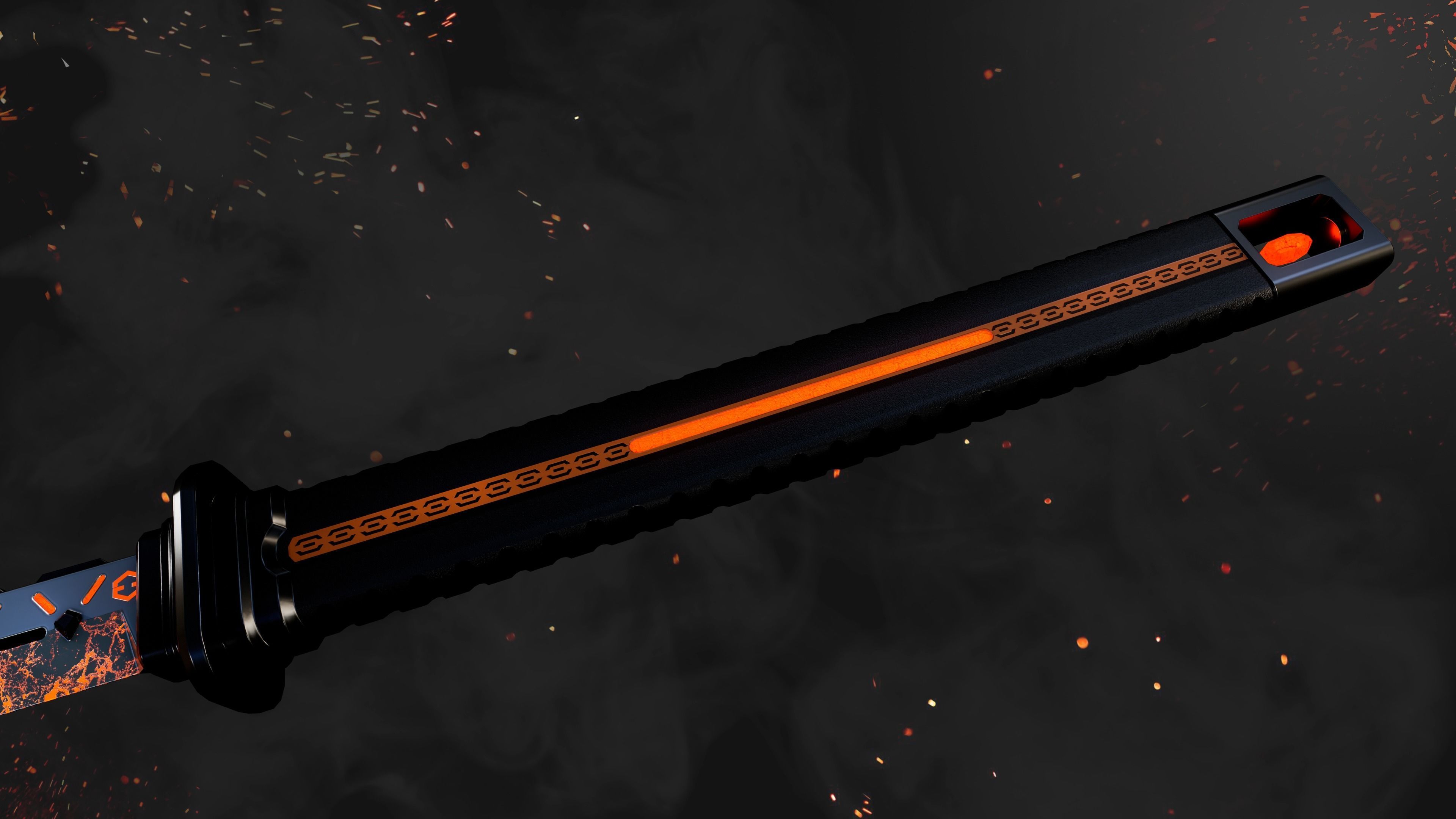 Future Sci-Fi Katana Sword Game-Ready  Low-poly 3D model_2