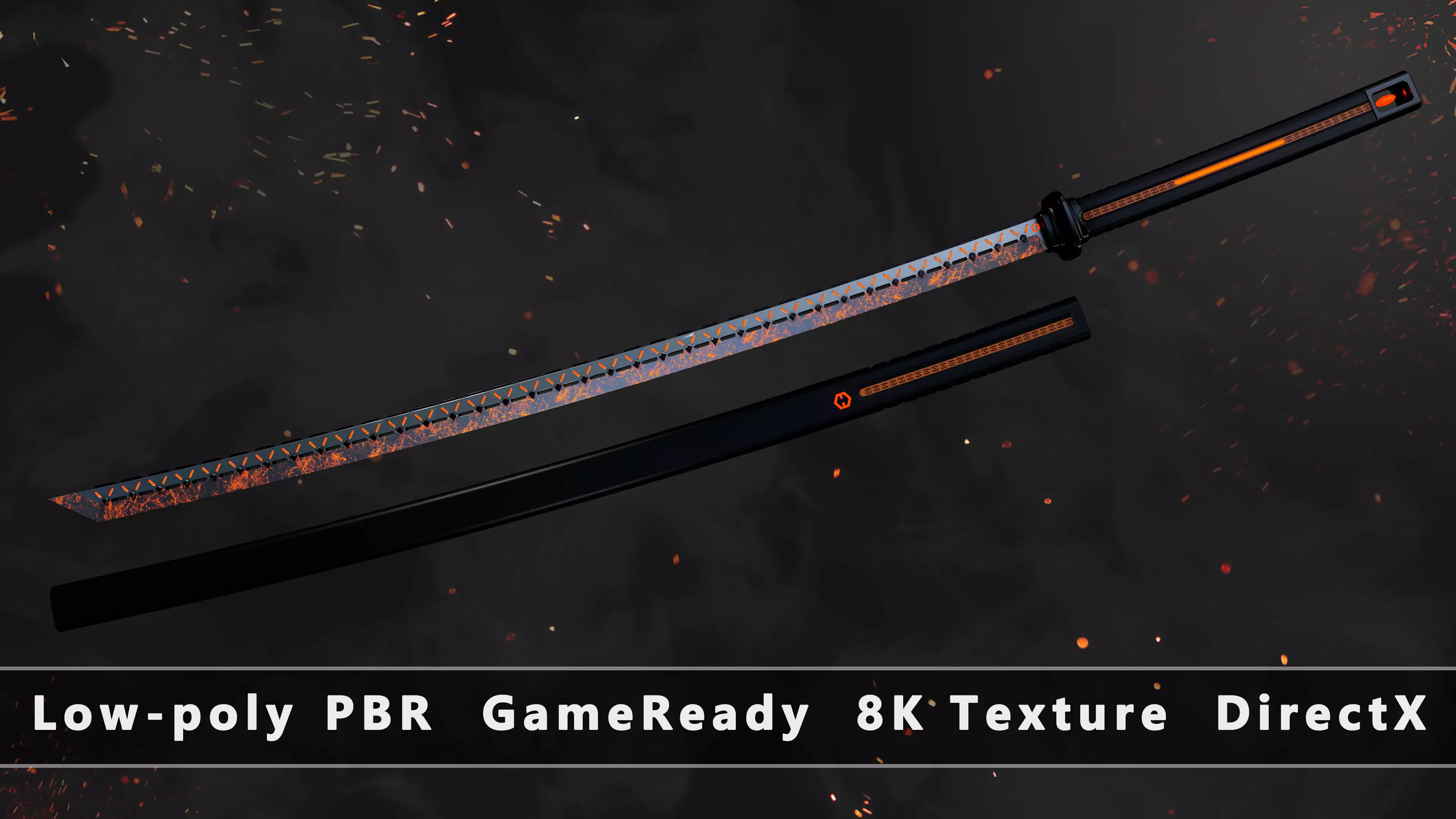 Future Sci-Fi Katana Sword Game-Ready  Low-poly 3D model_0