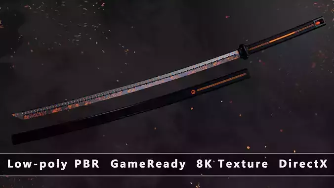 Future Sci-Fi Katana Sword Game-Ready  Low-poly 3D model